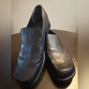 Franco Sarto Womens 8.5 M Bocca FlexLoafer Slip On Black Leather Block Heel